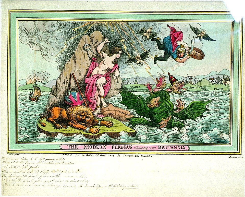 The Modern Perseus endeavouring to save Britannia (caricature) RMG PW3972