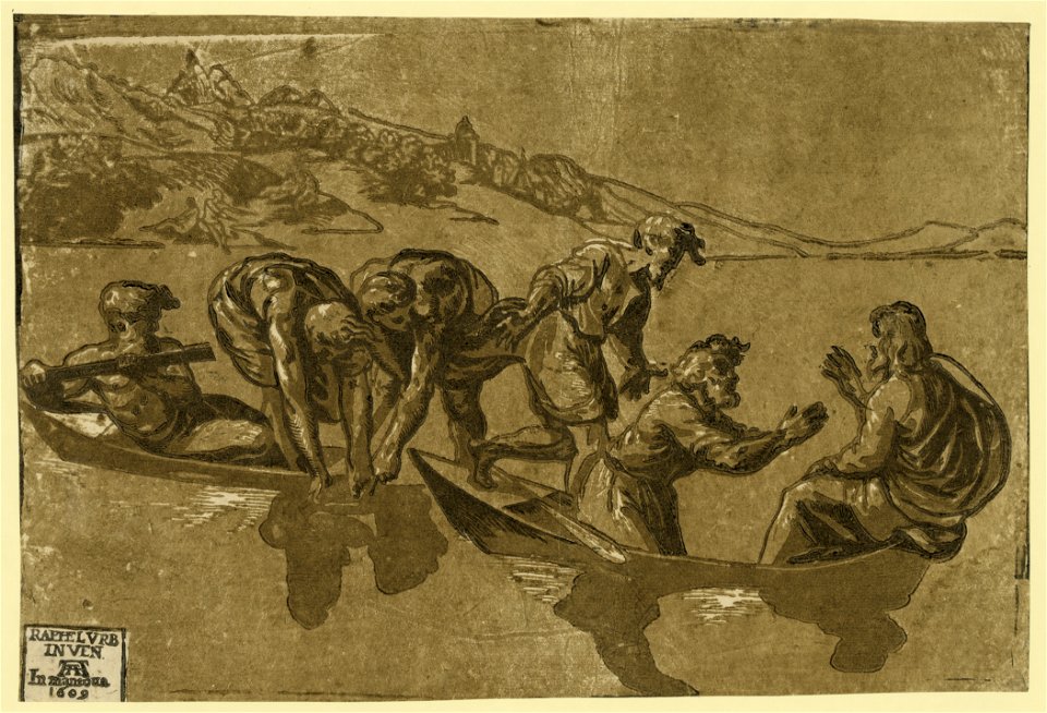 The miraculous draught of fishes - Raphelurb inven. AA (monogram of Andrea Andreani) in Mantoua 1609. LCCN2008678919