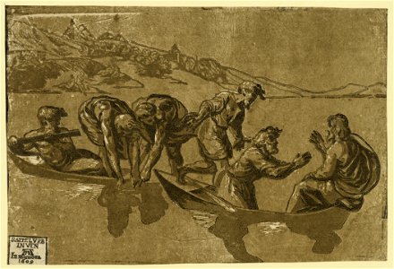 The miraculous draught of fishes - Raphelurb inven. AA (monogram of Andrea Andreani) in Mantoua 1609. LCCN2008678919