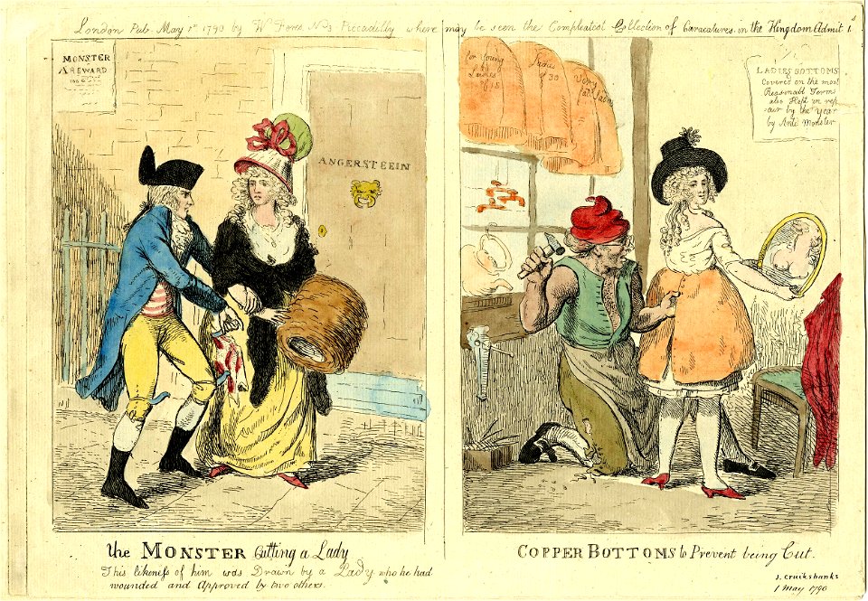 The monster cutting a lady. Copper bottoms to prevent being cut (BM 1868,0808.5931)