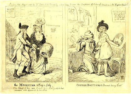 The monster cutting a lady. Copper bottoms to prevent being cut (BM 1851,0901.486)