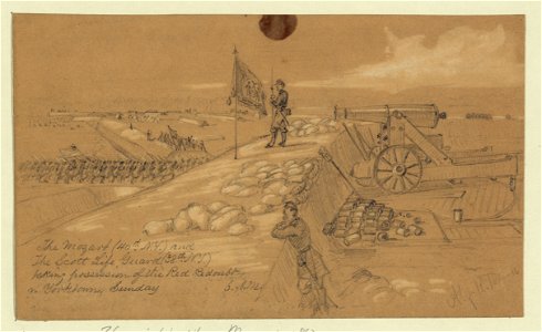 The Mozart (40th N.Y.) and the Scott Life Guard (38th N.Y.) taking possession of the Red Redoubt nr. Yorktown, Sunday, 6.A.M. LCCN2004660046