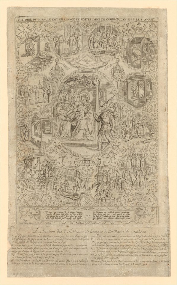 The Miracle of Our Lady of Cambron 1594 print by François Willique, S.IV 93405, Prints Department, Royal Library of Belgium