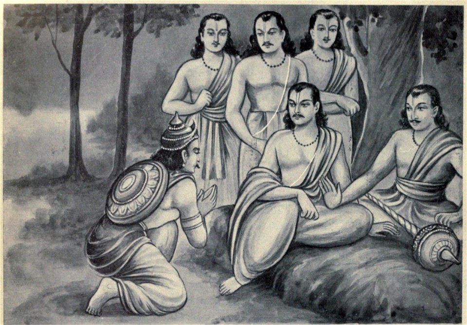 The messenger of Duryodhana meets Yudhistira