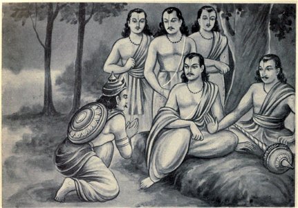 The messenger of Duryodhana meets Yudhistira