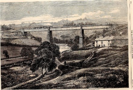 The Mottram Viaduct on the Manchester, Sheffield, and Lincolnshire Railway - ILN 1861. Free illustration for personal and commercial use.
