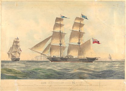 The Missionary Brig Camden Which sailed from London on the 11th of April 1838 - having on board the Revd John Williams and 9 other Missionaries and their wives RMG PY8474