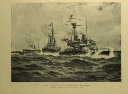 The Naval Manoeuvres, Steam Tactics of the Reserve Squadron, changing Direction - ILN 1897. Free illustration for personal and commercial use.