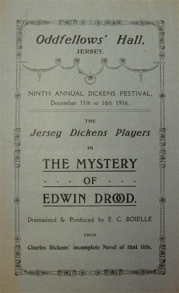 The Mystery of Edwin Drood Jersey Dickens Players 1916