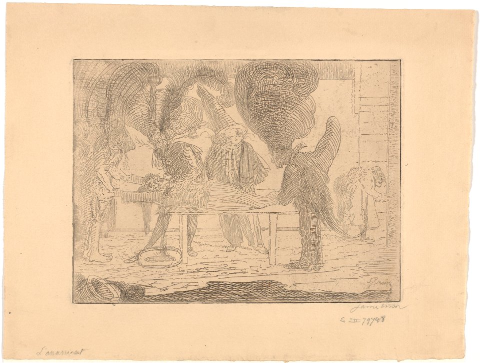 The Murder, print by James Ensor, 1888, Prints Department, Royal Library of Belgium, S. II 79748