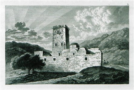 The monastery of Agia Marina, built around an ancient tower, close to Ioulis, Kea - Peter Oluf Brøndsted - 1826