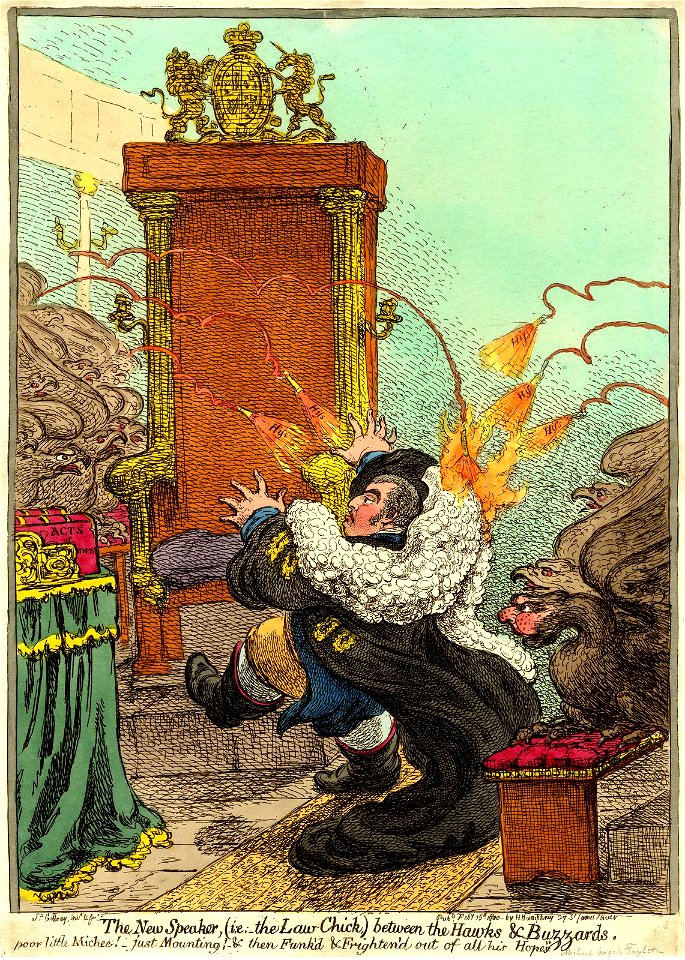 The New Speaker (i.e.-the Law Chick,)between the Hawks & Buzzards. (BM 1868,0808.6856)