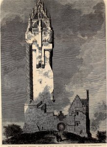 The National Wallace Monument, about to be built on the Abbey Craig, near Stirling - ILN 1861. Free illustration for personal and commercial use.
