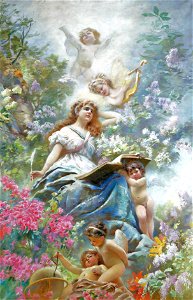 The Muse of Poesie by Konstantin Makovsky. Free illustration for personal and commercial use.