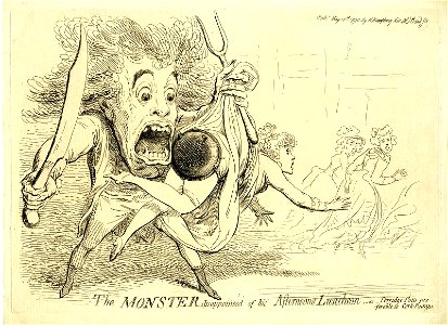 The monster disappointed of his afternoons luncheon-or porridge-potts preferable to cork-rumps. (BM 1868,0808.5934)