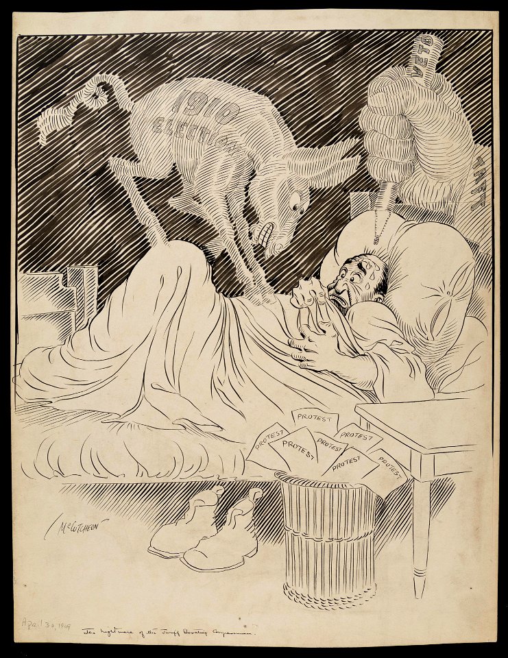 The nightmare of the tariff-boosing congressman, April 30, 1909 (NBY 1491)