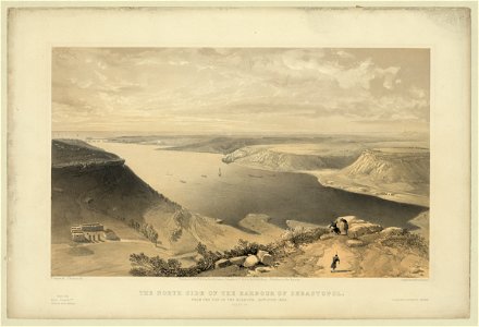 The north side of the harbour of Sebastopol - from the top of the harbour, 22nd June 1855 - W. Simpson del. ; J. Needham, lith. ; Day & Son, Lithrs. to the Queen. LCCN2004679186