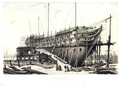 The Nelson on the Stocks, building at Woolwich in the Year 1814 RMG PU6094