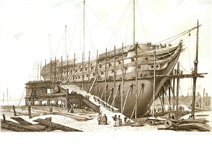 The Nelson on the Stocks, building at Woolwich in the Year 1814 RMG PU6095