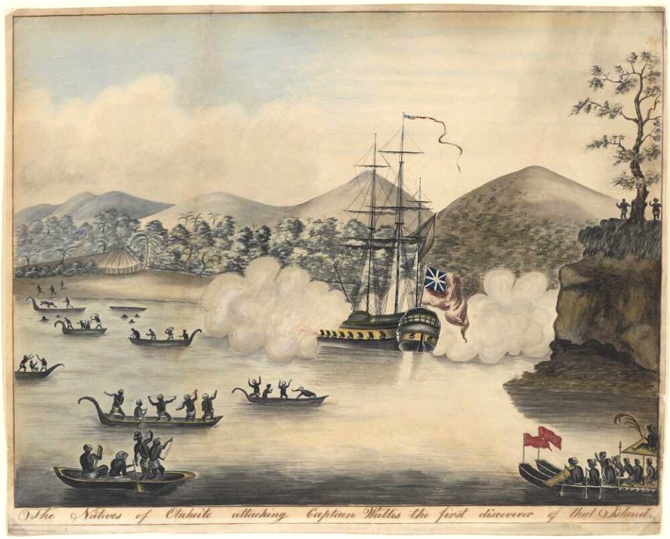 The Natives of Otaheite Attacking Captain Wallis the First Discoverer of That Island