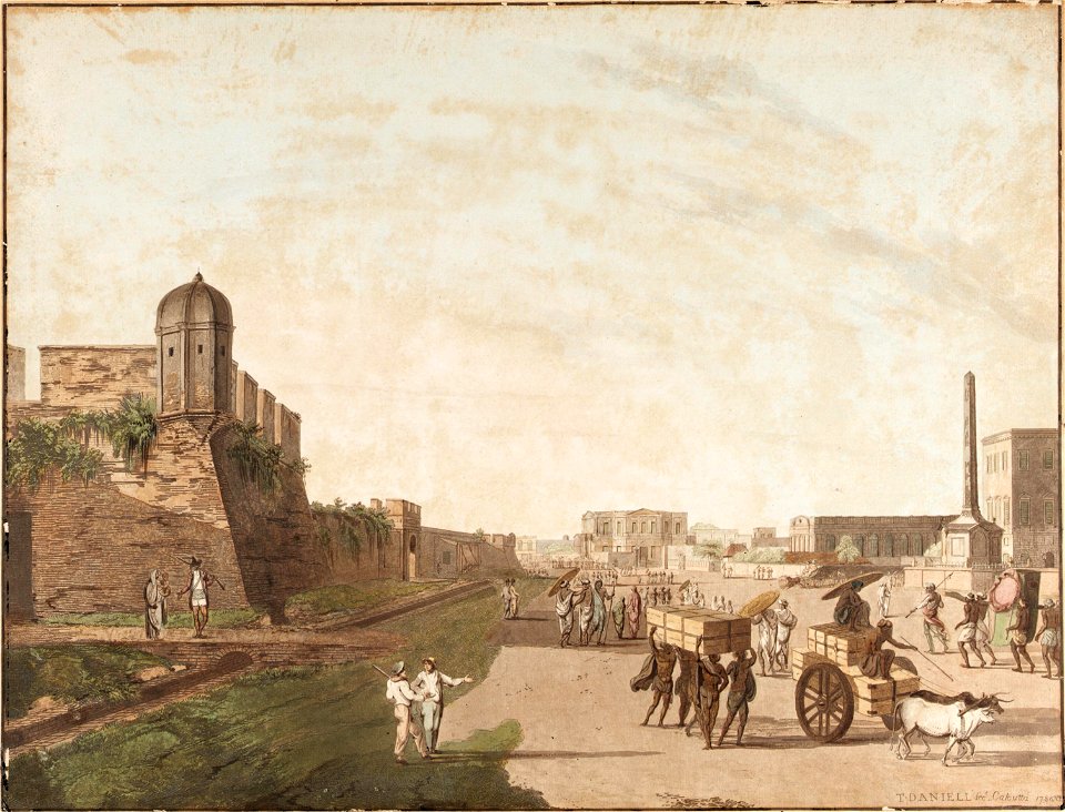 The Old Fort, the Playhouse, Holwell's Monument from Views of Calcutta