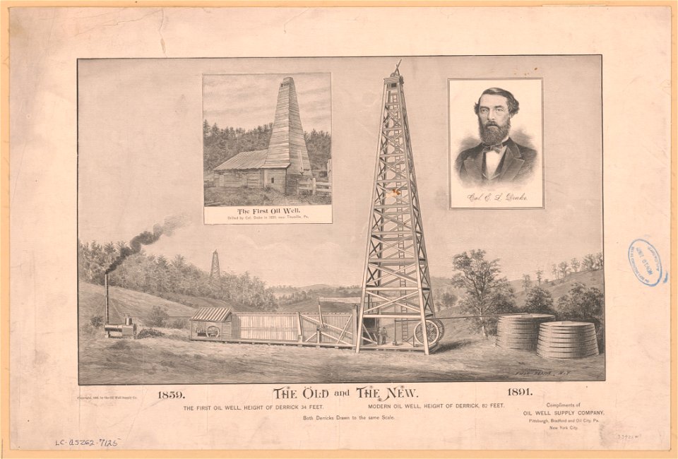 The old and the new., the first oil well..., modern oil well... LCCN2003681704