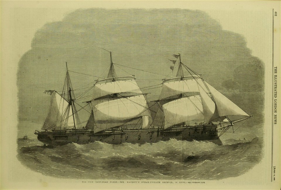 The New Iron-Clad Fleet, Her Majesty's Steam-Frigate Defence, 18 Guns - ILN 1862