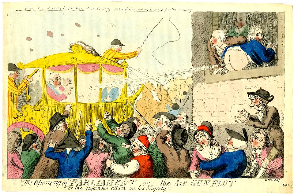 The opening of parliament or the air gun-plot or the infamous attack on his majesty (BM 1868,0808.6660)