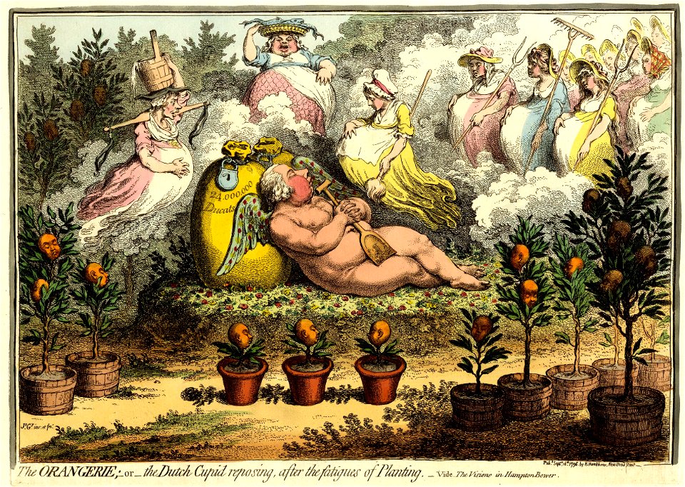 The Orangerie-or-the Dutch Cupid reposing, after the fatigues of Planting.- (BM 1868,0808.6550)