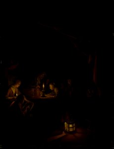 The Night School - Gerard Dou. Free illustration for personal and commercial use.