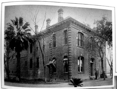 The old Fresno County Jail, built in 1880, demolished in 1957. Free illustration for personal and commercial use.