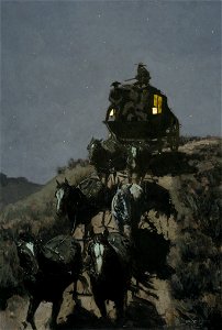 The Old Stage-Coach of the Plains, 1901, by Frederic S. Remington. Free illustration for personal and commercial use.