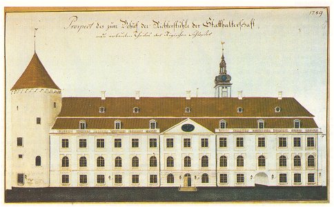 The newly built part of Riga castle housing courts in 1789 by Brotze