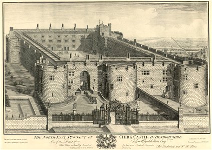 The north east prospect of Chirk Castle in Denbighshire on of the seats of John Myddelton Esqr. Free illustration for personal and commercial use.