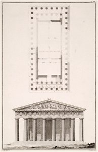 The Parthenon- 1 Plan of the temple 2 West side of the temple On the pediment the battle of Athena with Poseidon On the - Le Roy Julien David - 1770