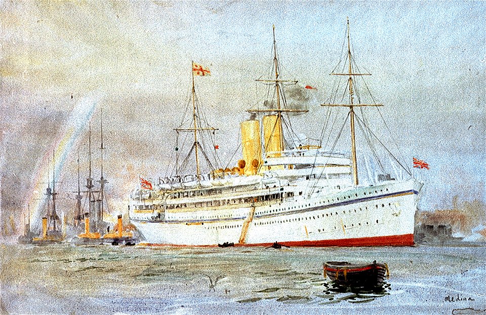 The P and O liner 'Medina' at Portsmouth in 1911, fitted as a royal yacht RMG PV2097