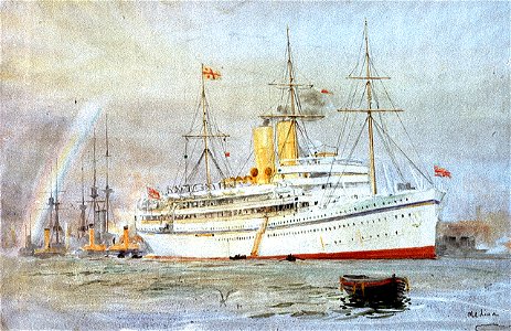 The P and O liner 'Medina' at Portsmouth in 1911, fitted as a royal yacht RMG PV2097