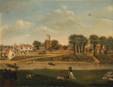 The Old Parish Church and Village, Hampton-on-Thames, Middlesex, 18th century - Google Art Project
