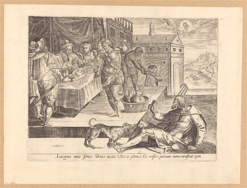 The Parable of Lazarus and the Rich Man 1585 print published by Gerard de Jode, S.I 1066, Prints Department, Royal Library of Belgium