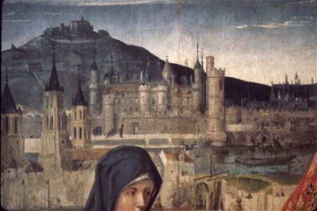 The old Louvre and Montmartre hill in the Middle Ages