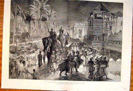 The Perahara Festival at Kandy, Ceylon, before the Prince of Wales - ILN 1876. Free illustration for personal and commercial use.