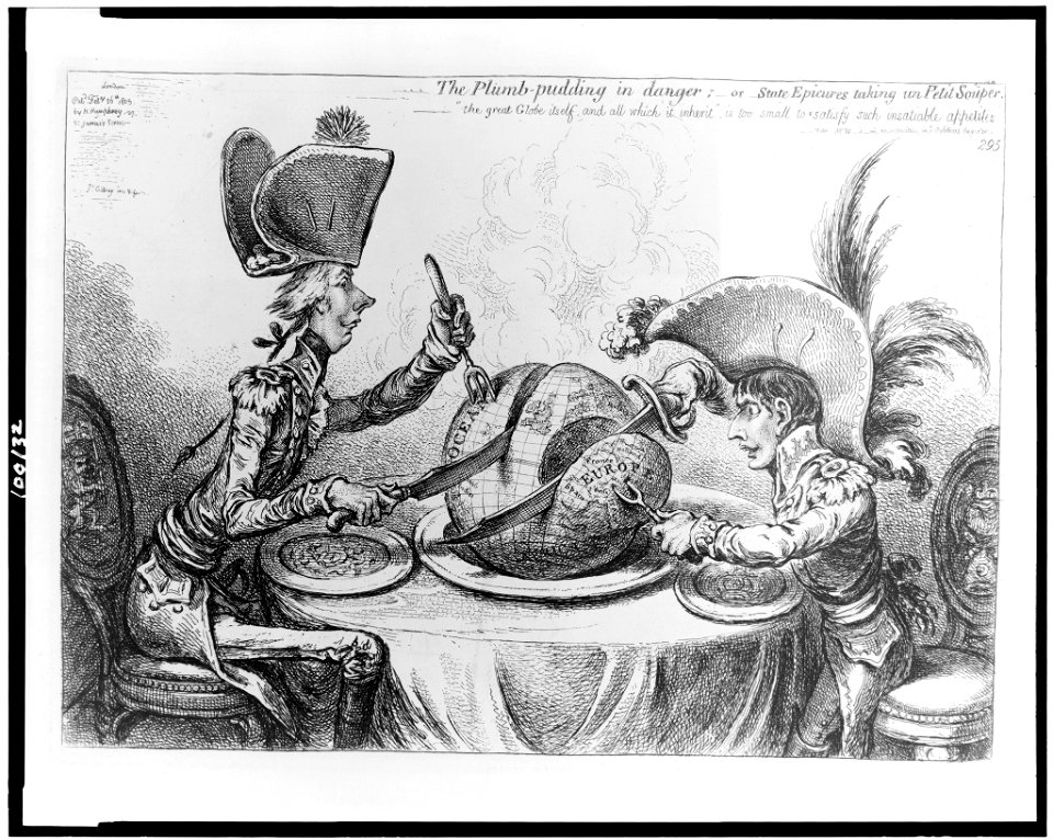 The Plumb-pudding in danger, or, State epicures taking un petit souper ... - Js. Gillray, inv. & fecit. LCCN90710276