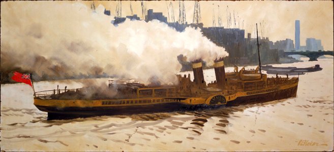 The paddle steamer 'Queen of the South' in the Pool of London, 1966 RMG BHC3575
