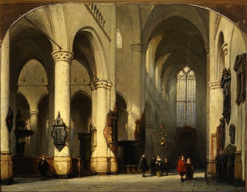 The Pieterskerk in Leiden by Johannes Bosboom 01
