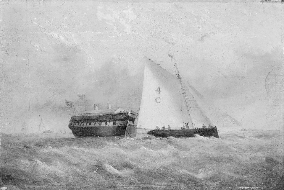 The pilot cutter Fox and a quarantine hulk off Binstead RMG L4418