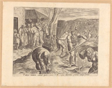 The Parable of the workers in the vineyard 1585 print published by Gerard de Jode, S.I 1064, Prints Department, Royal Library of Belgium