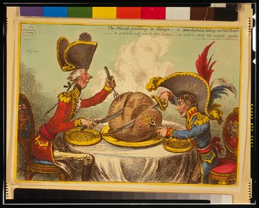 The Plumb-pudding in danger, or, State epicures taking un petit souper ... - Js. Gillray, inv. & fecit. LCCN2001695072