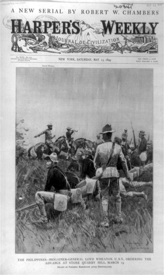 The Philippines-Brigadier-General Loyd Wheaton, U.S.V., ordering advance at Stone Quarry Hill, March 13 - Frederic Remington, adapted from photographs. LCCN89716303