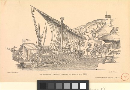 The Pilgrim's Galley, arrived at Jaffa, A.D. 1483 Gentleman's Magazine Sept 1851 Plate II (Galleys 35) RMG PX8345