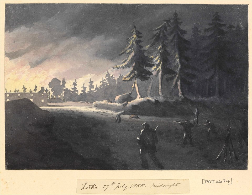 The parson and the pig- an incident at the burning of Kotka barracks, Finland, 27 July 1855 RMG PZ4674